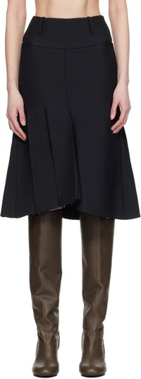 Fax Copy Express Black Pleated Midi Skirt