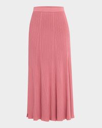 Flared Ribbed Soft Knit Midi Skirt