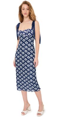 Free People Printed Got Glam Slip Dress Navy XS