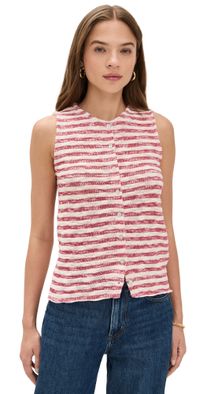 Madewell Crew Neck Sweater Vest In Stripe Festival Red XS