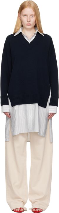 Stella McCartney Navy Crewneck Jumper Shirt Midi Dress