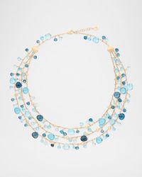 18K Yellow Gold Mixed Topaz Three-Strand Necklace