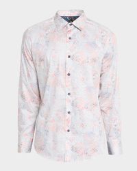 Men's Addington Stretch Satin Paisley Button-Down Shirt