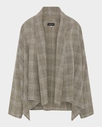 Wide A-Line Scrunch Shawl-Collar Jacket (Mid Plus Length)