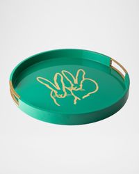 Bunny Lacquer Drinks Tray with Brass Handles