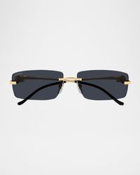Rimless Metal Rectangle Sunglasses