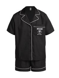 Women's Embroidered Logo Short Pajama Set - Black - Size Small