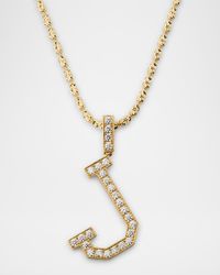 18K Yellow Gold Small Diamond J Necklace, 0.84tcw/18"