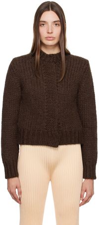 Jil Sander Brown Press-Stud Cardigan