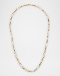 18K Yellow Gold Sabbia D'Oro Long Necklace with Five White Diamond Elements