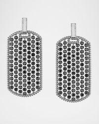 18K White Gold Braided Edge Black Diamond Dog Tag Pendant, 2.50tcw