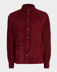 Men's Leather Snap-Front Shirt with Pocket