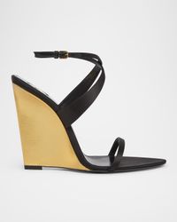 Salome Satin Strappy Wedge Sandals