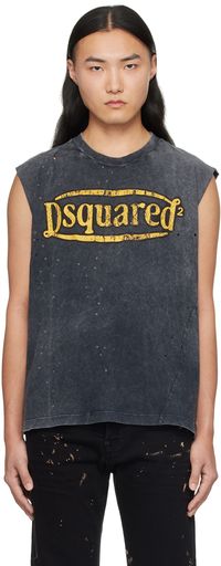 Dsquared2 Black Distressed Tank Top