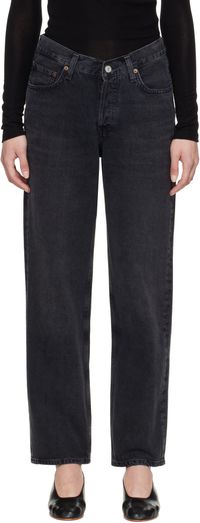 AGOLDE Black V-Waist Baggy Jeans
