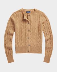Cable-Knit Cashmere Crewneck Cardigan