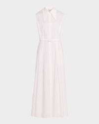 Durand Sleeveless Belted Linen Midi Shirtdress