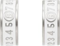 MM6 Maison Margiela Boucles d'oreilles argentées à ornement blanc émaillé et à logo