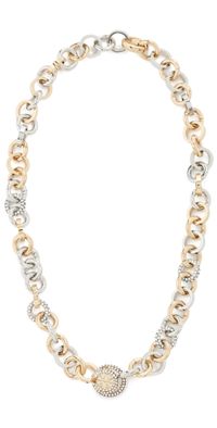 Tory Burch Icon Mixed Pavé Chain Necklace Tory Gold/Tory Silver/Crystal One Size
