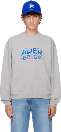 ADER error Gray Embroidered-Logo Sweatshirt