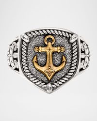Sterling Silver and Bronze Anchor Ring, Size 8