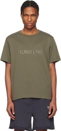 Helmut Lang Khaki Logo T-shirt