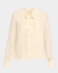 Delvine Tie-Neck Button-Front Blouse