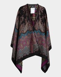 Metallic Midnight Dream Cape With Leather Trim