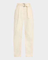 Patch-Pocket Barrel-Leg Belted Trousers
