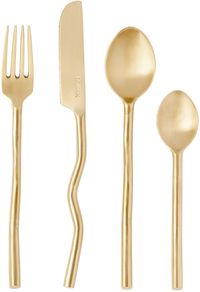 Fazeek Gold Wave Four-Piece Flatware Set