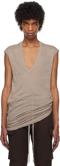 Rick Owens T-shirt taupe à col en V plongeant - Hollywood