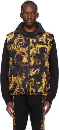 Versace Jeans Couture Black Watercolour Reversible Down Vest