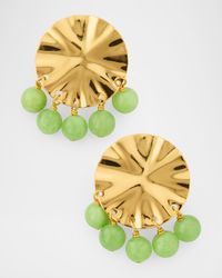 Green Calcite Wave Clip Earrings