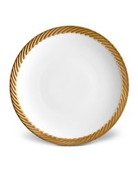 Corde Dinner Plate, White/Gold