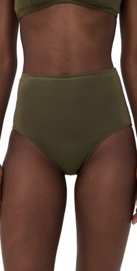 Nili Lotan High Waisted Bikini Bottoms Olive Green S