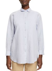 Esprit - Chemise col classique droite en lin et coton mélangé - Taille L - Bleu