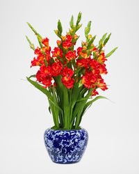 Gladiolus in Fish Bowl Faux-Floral Arrangement