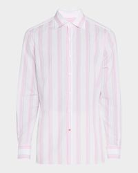Men's Cotton and Linen Stripe Casual Button-Down Shirt