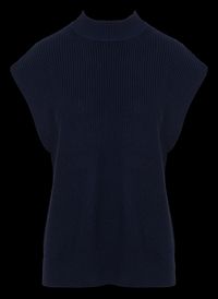 Caroll - Pull droit col montant en laine mélangée - Taille L - Bleu