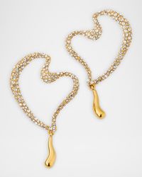 Wire Heart Earrings with Pave Crystals