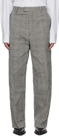 VETEMENTS White & Black Metalized Wrinkled Tailored Trousers