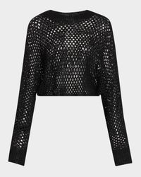 Hand Knit Mesh Dolman-Sleeve Crop Sweater