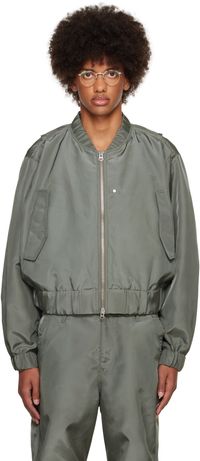 Karmuel Young Gray Molded Bulk Bomber Jacket