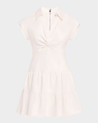 Mila Vegan Leather Twist-Front Mini Dress