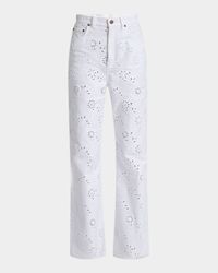 Broderie Anglaise Denim Straight-Leg Jeans
