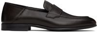 BOSS Brown Tumbled Leather Penny Loafers
