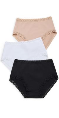 Natori Bliss Full Briefs 3 Pack Black/Cafe/White S