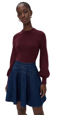 Shoshanna Matilda Dress Burgundy/Dark Denim M