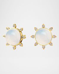 18K Mogul Stud Earrings with Gemstone and Diamonds