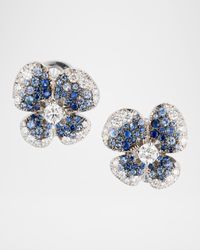 Ischia 18K White Gold Diamond and Blue Sapphire Butterfly Earrings